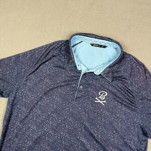 UNRL Polo Shirt Mens Large Paint Splatter Barstool Sports Golf Performance Logo‎